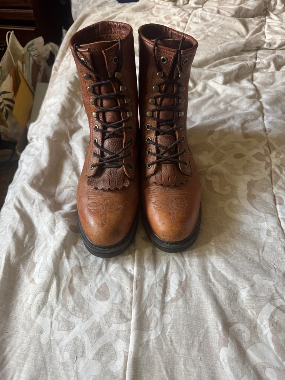 Men's Brown Leather Lace-Up Boots